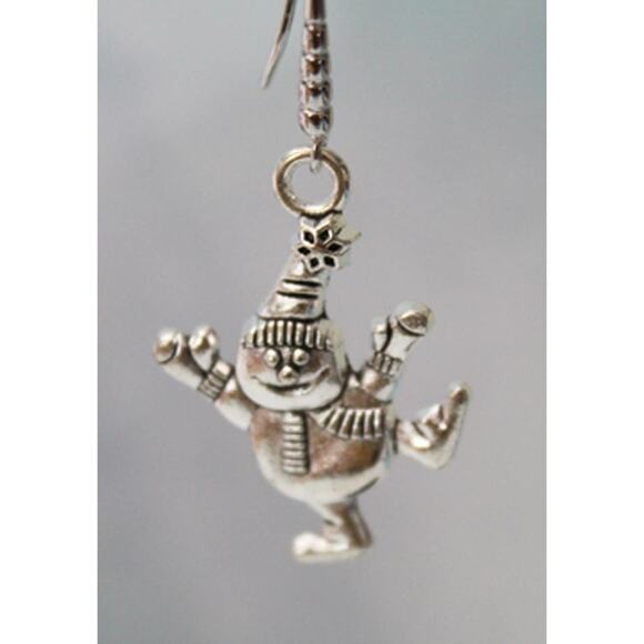 Dancing Silver Snowmen Earrings E134 - Picture 2 of 3